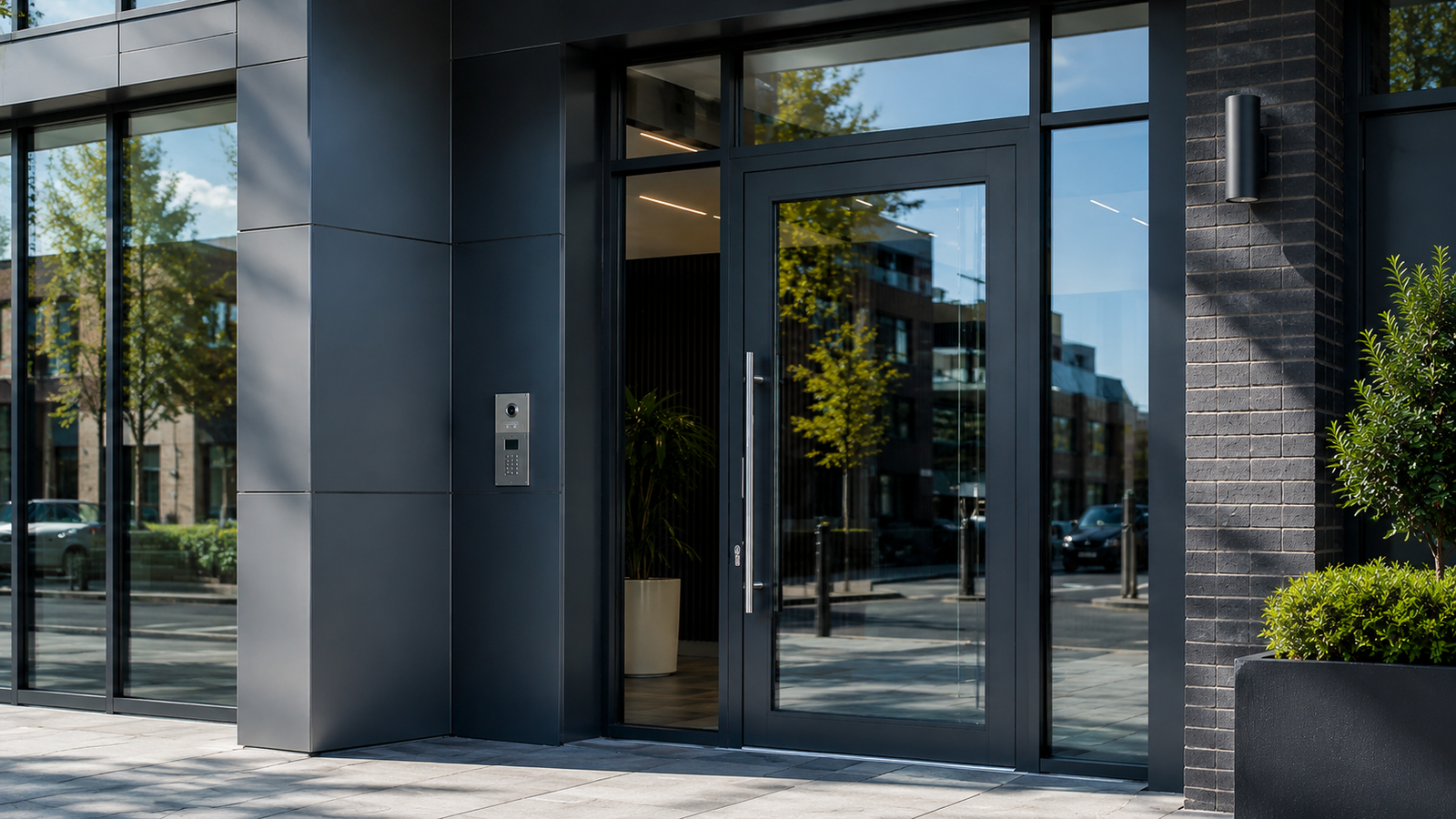 Modern Front Doors with Glass Trends Boosting Curb Appeal for Commercial Buildings